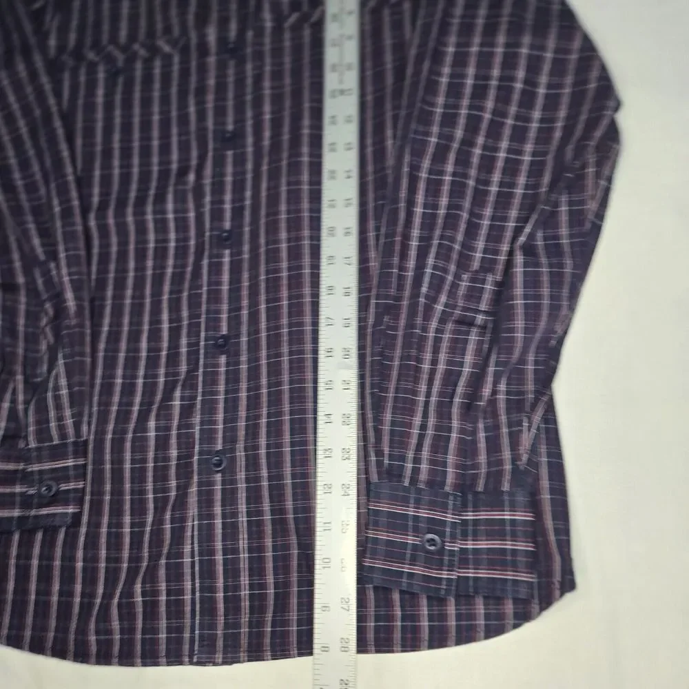 The North Face Men's Shirt Medium Navy Plaid Long Sleeve Button Down Casual‎